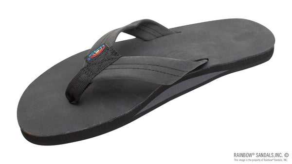 RAINBOW LADIES Single Layer Premier Leather with Arch Support Black