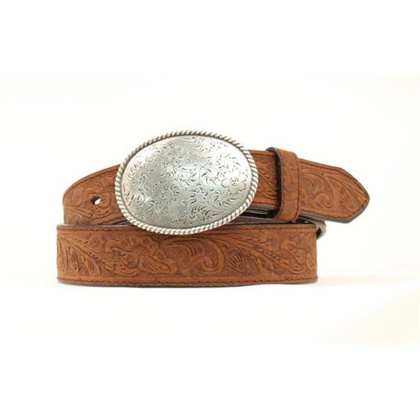 Nocona N1011644-34 Floral Embossed Belt with Oval Buckle