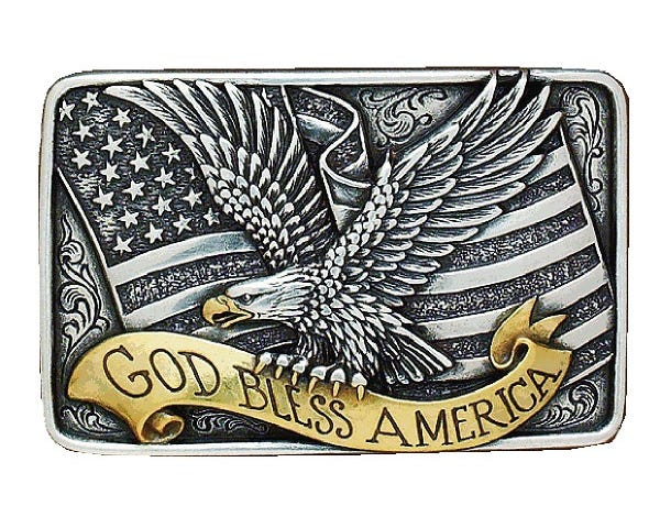 Nocona God Bless America Rectangle Belt Buckle - 37015