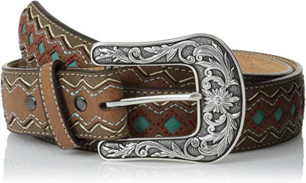 Ariat Women's Blue Diamond Inlay Center Belt, brown A1518202