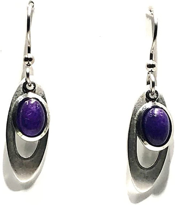 Lilly & Sparkle Gold Toned Drop Earrings With Purple Stone