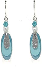 Silver Forest Mixed Turquoise Layered Shapes Pierced Earrings. NE-1781