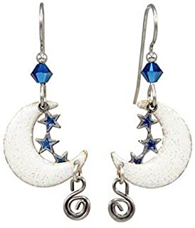 Silver Forest Goldtone Surgical Steel Dangle Moon Stars & Crescent Earrings E-9762