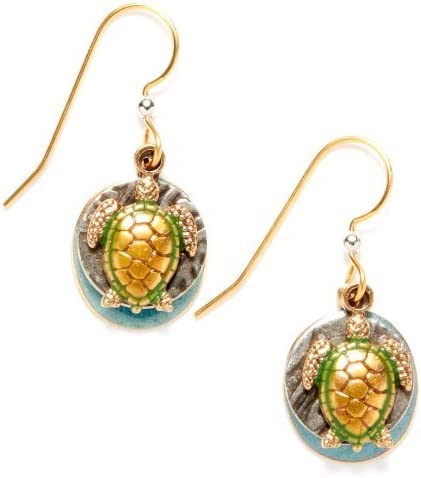 Silver Forest Turtle Layered Disc Earrings E-9185