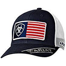 Ariat Brand USA Flag Patch Navy Blue With White Mesh Snapback Hat - 1517603