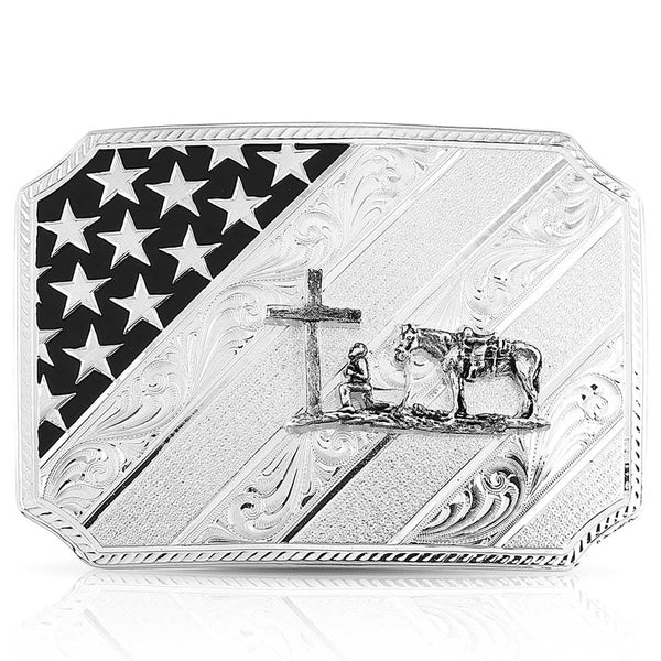Montana Silversmiths All American Christian Cowboy Silver Buckle 46100-731M