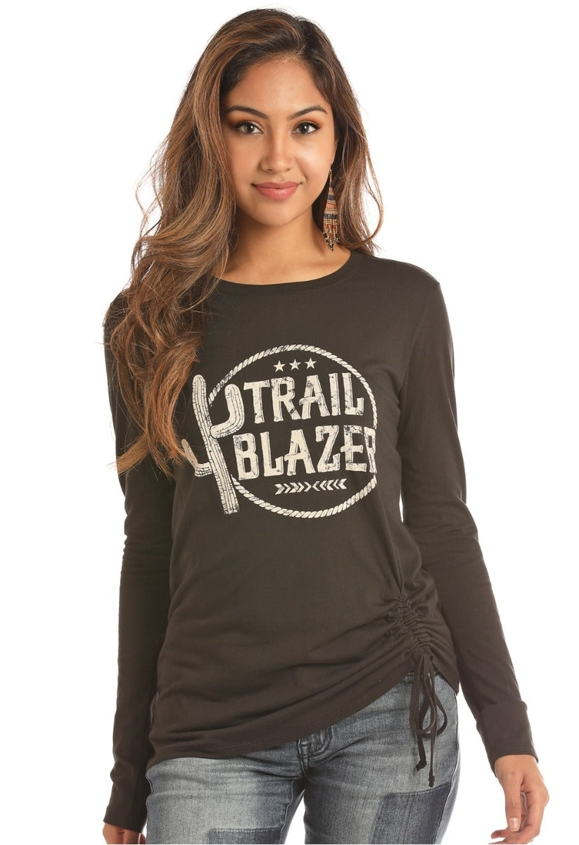 Rock & Roll Cowgirl Long Sleeve Trail Blazer Tee 48T2874