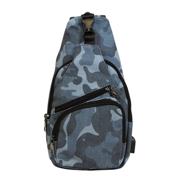 NuPouch Anti-theft Daypack-Vintage Blue Camo-Large- 50157