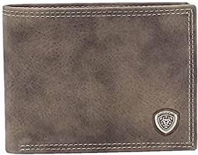 ARIAT Men's Shield Concho Grey Bifold Wallet A3545006