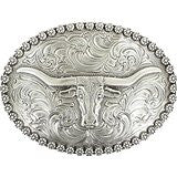 Nocona Men's Genuine Silver Plated Steer Head Oval Buckle