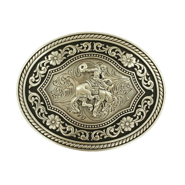 M&F Western 37709 Men Nocona Belts Buckle with Oval Saddle Bronc, Antique Silver