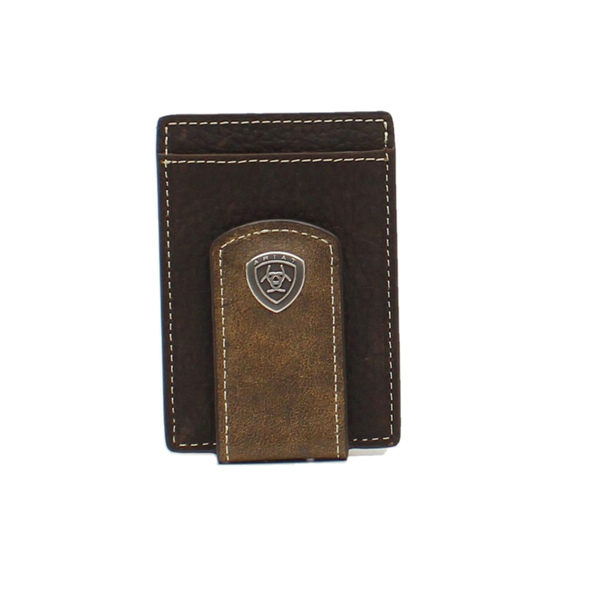 Ariat Men's Shield Concho Brown Money Clip Wallet A3544702