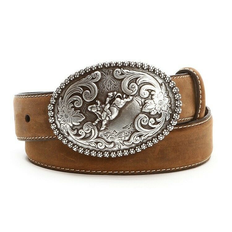 Kids Nocona Basic Brown Belt Bull Riding buckle N4421844