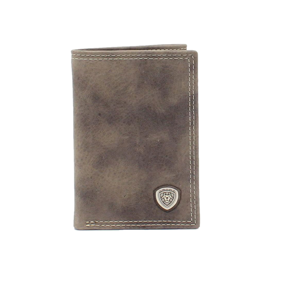 Ariat® Men's Shield Concho Grey Trifold Wallet A3544906