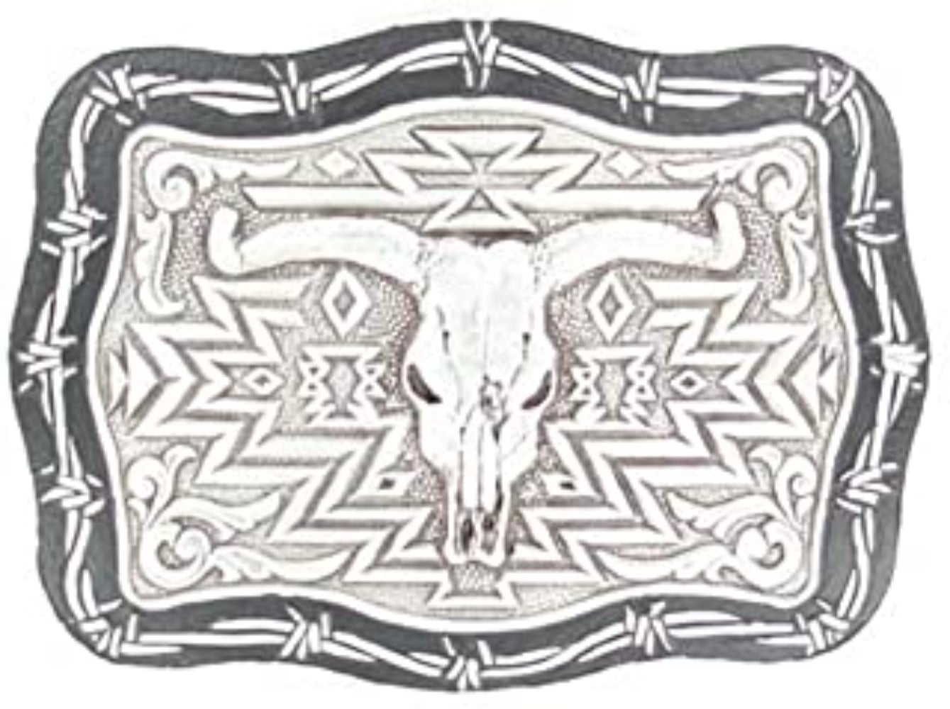 Crumrine Womens MF and Black Skull Head Buckle Silver 38026