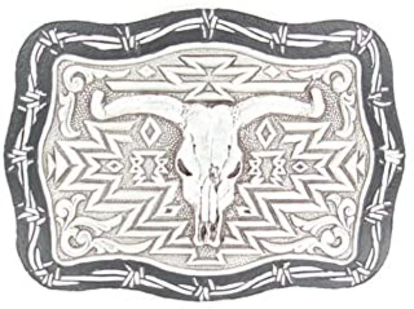 Crumrine Womens MF and Black Skull Head Buckle Silver 38026