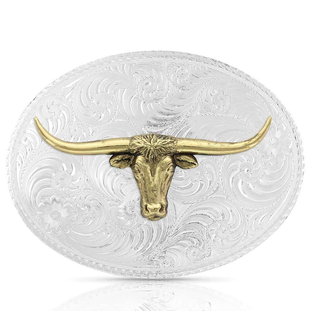 Montana Silversmith American Beauty Filigree Longhorn Belt Buckle 6145-767H