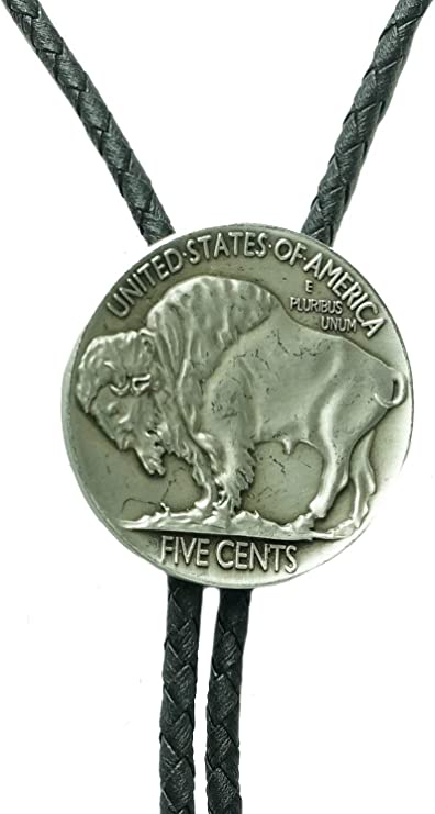 M & F Western Men's Buffalo Nickel Bolo Tie Silver One Size