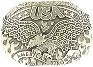 M&F Western Men's American Strong USA Eagle Oval Buckle, Silver, One Size 37122