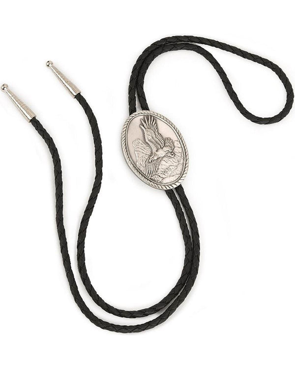 M & F Western Men's Antiqued Silver-Plated Eagle Bolo Ant Silver 22254
