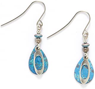 Silver Forest of Vermont Silver Turquoise and Silver Tone Teardrop Earrings NE-0567