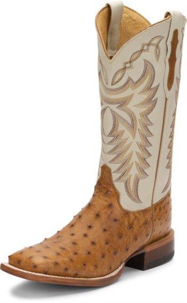 Justin Men's Pascoe Antique Saddle Maddog Full Quill Ostrich Boots