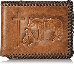 Nocona Belt Co. Nocona Praying Cowboy Embosed Bifold Wallet, tan