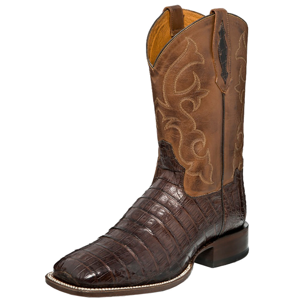 Tony Lama Men's Cafe Pieced Caiman Belly Tail w/Ranch Top Boots TL5251