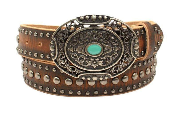 Ariat Women's Brown Studded Leather Belt A1529002