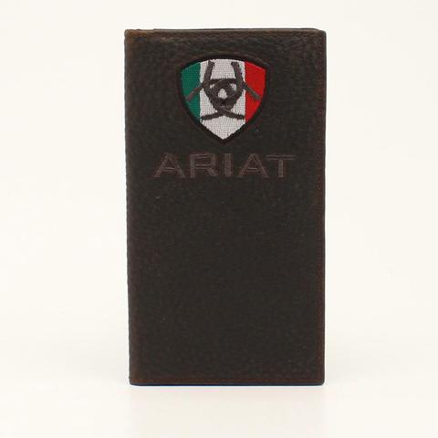 ARIAT MEN'S RODEO WALLET BROWN MEXICO FLAG LOGO A35491282