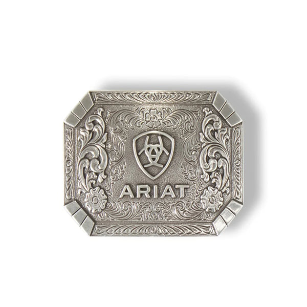 Ariat Floral Engraved Silver Belt Buckle A37018