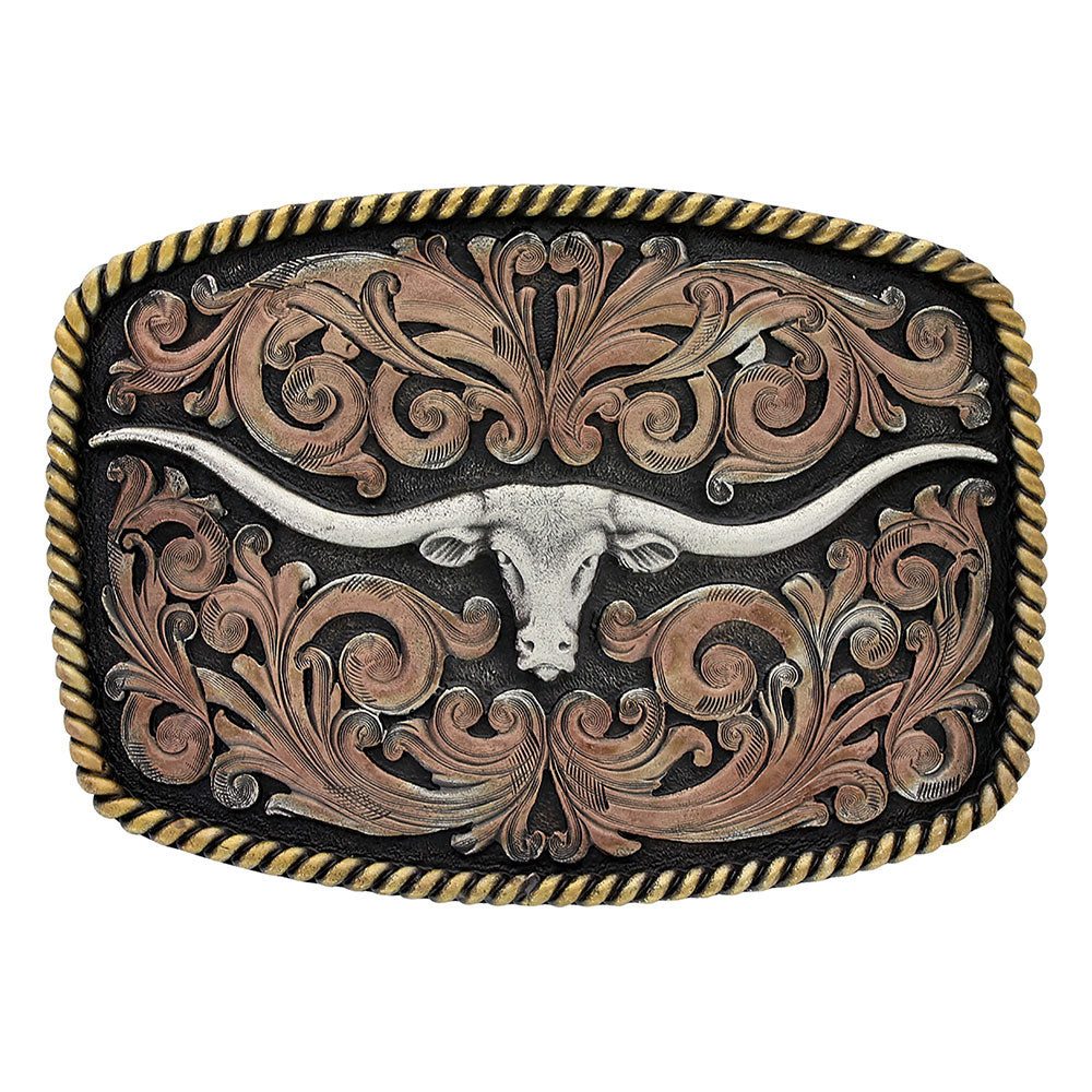 Montana Silversmith Tri-Color Texas Longhorn Attitude Buckle A711