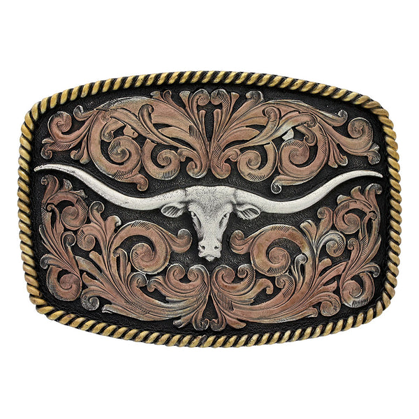 Montana Silversmith Tri-Color Texas Longhorn Attitude Buckle A711