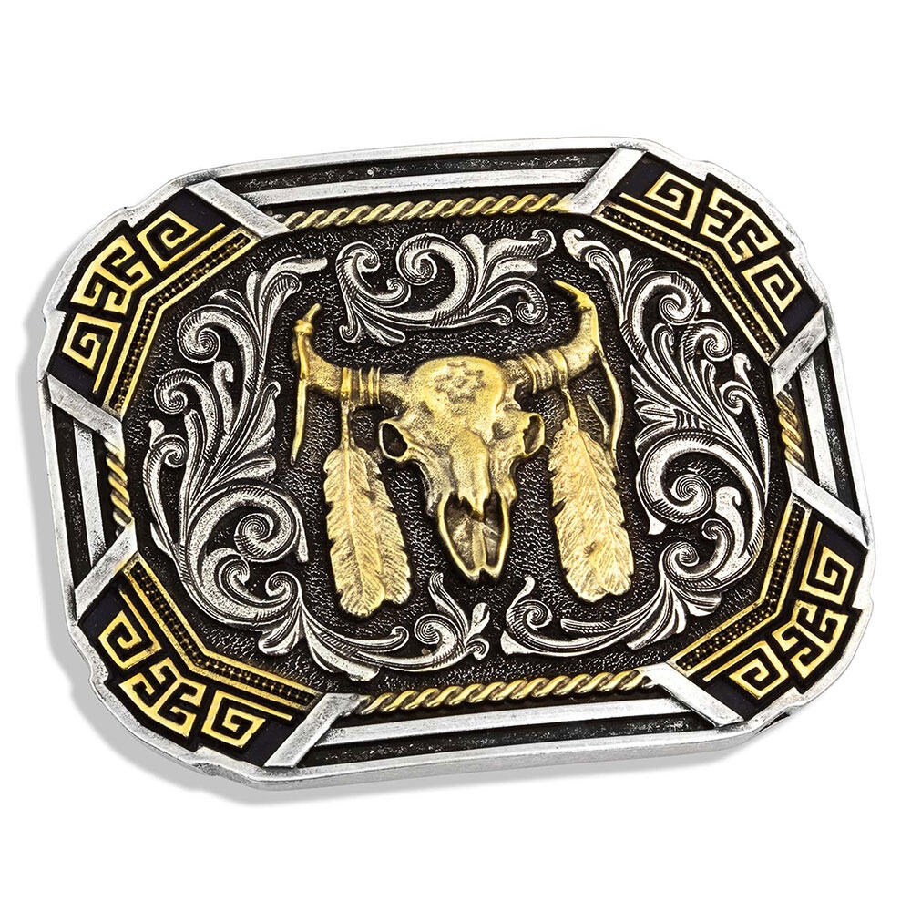 Attitude by Montana Silversmiths Southwestern Flair Buffalo Skull Buckle a741