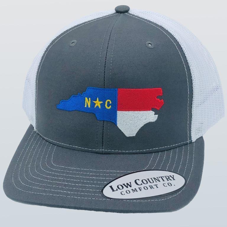 Low Country North Carolina Flag Ball Cap Charcoal/White NC021l
