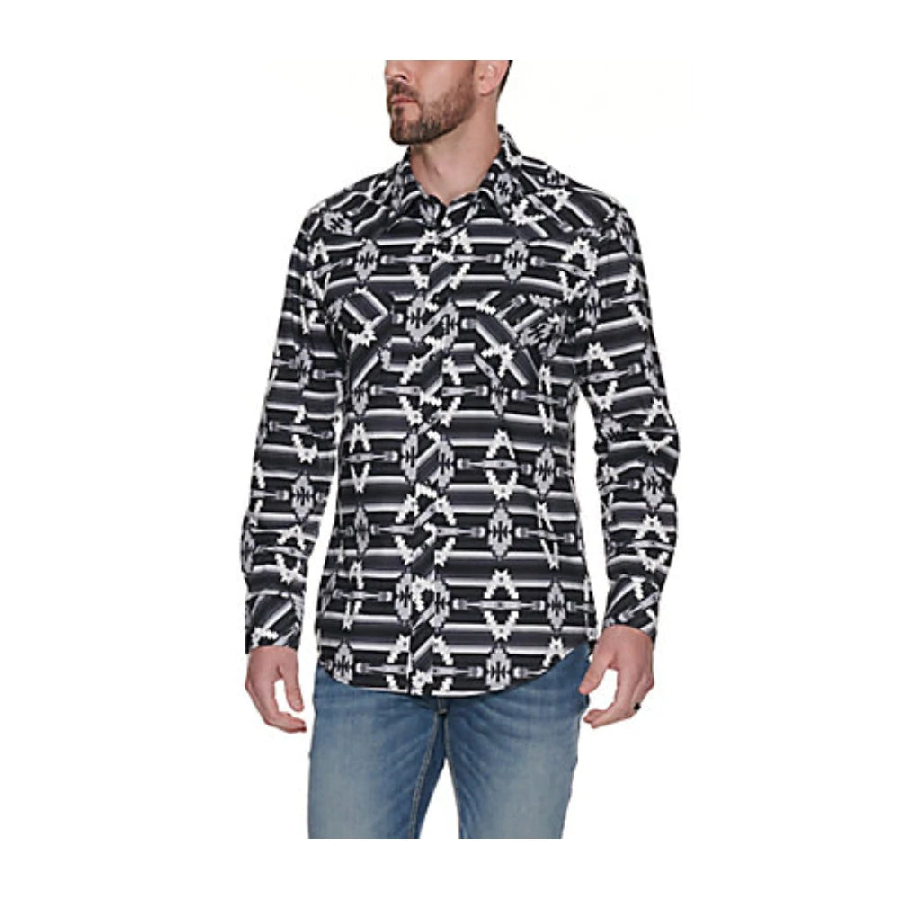 Rock And Roll Men's Modern Fit Aztec LS Snap B2S1296