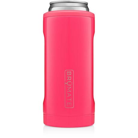 BrüMate Hopsulator Slim Double-walled Stainless Steel Insulated Can Cooler for 12 Oz Slim Cans (Neon Pink) HS12P