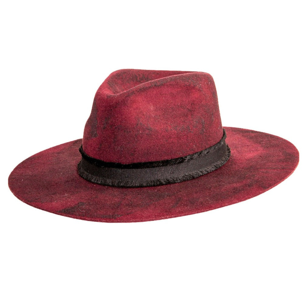 American Hat Makers Women's Bordeaux Plum Felt Fedora Hat