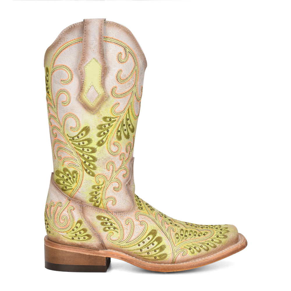 Corral Ladies White & Green Fluorescent Boots C3967