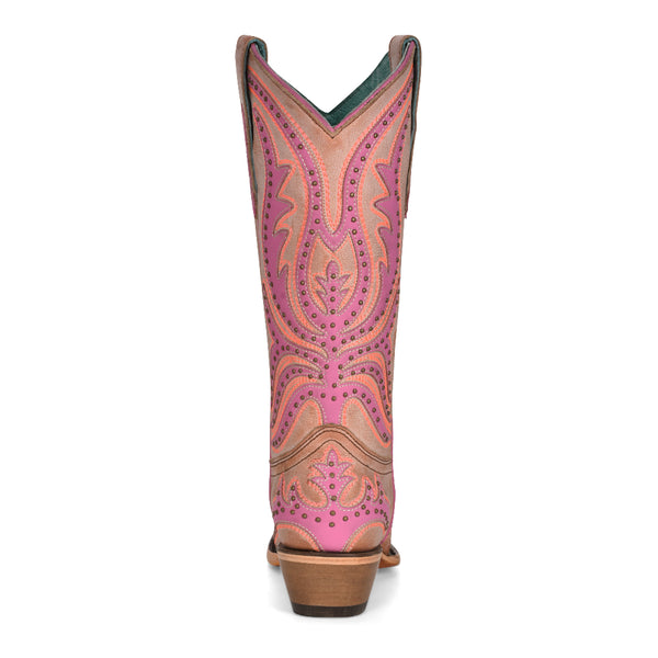 Corral Ladies Pink Overlay & Fluorescent Embroidery Boots C3970