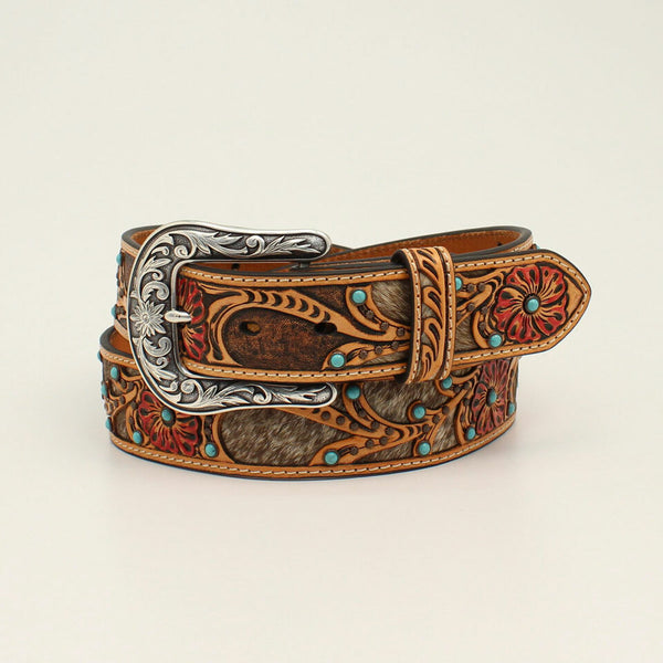 Ariat Calf Hair Underlay Red Flower Belt A1533008