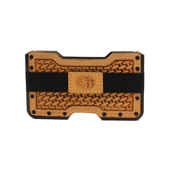 3D Belt Company Brown Basketweave Leather Card Holder D250002808