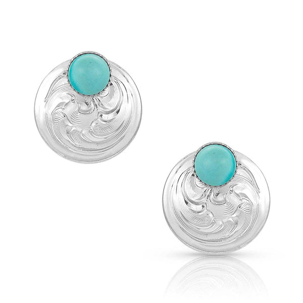 Two Way Concho Turquoise Post Earrings ER4449TQ