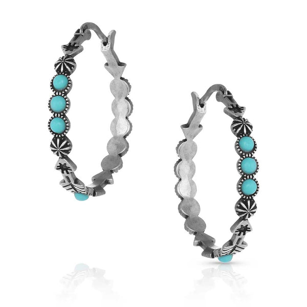 Montana Silversmiths Round N Round Turquoise Hoop Earring ER5032