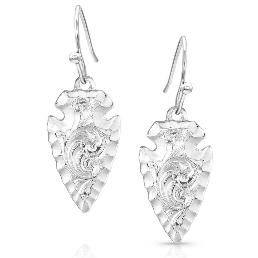 Montana Silversmiths Chiseled Arrowhead Earrings-ER5393