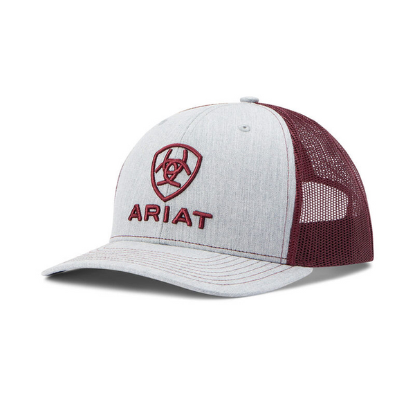 Ariat Logo Trucker Hat Heather Grey/ Maroon A300012009