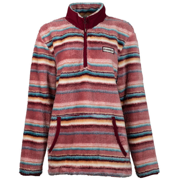 Hooey Ladies Fleece Pullover Pink/Stripe HFP006PKST