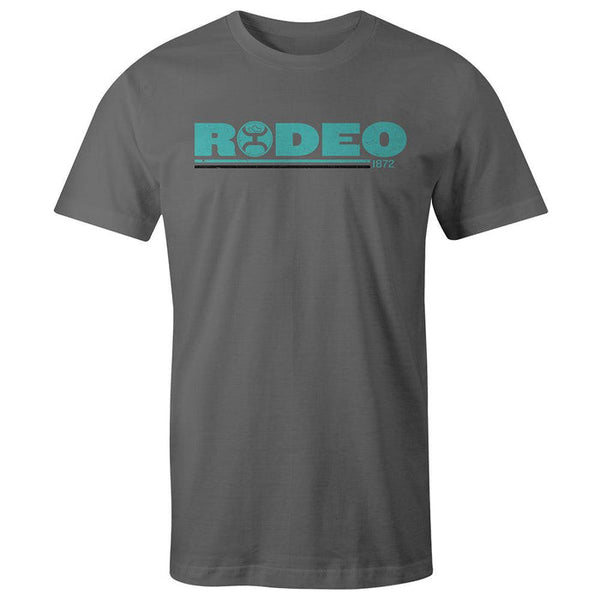 Hooey Men's "Rodeo" Grey T-Shirt with Turquoise Logo HT1532GY