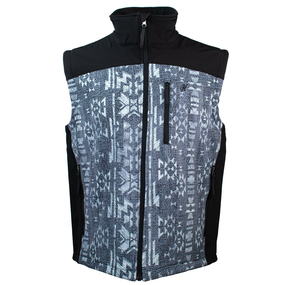 Hooey Men's Softshell Vest Aztec/Charcoal HV092CHAZ