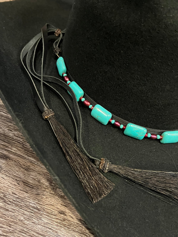 Cowboy Collectibles Turquoise Burgundy Pearl Hatband-HB14